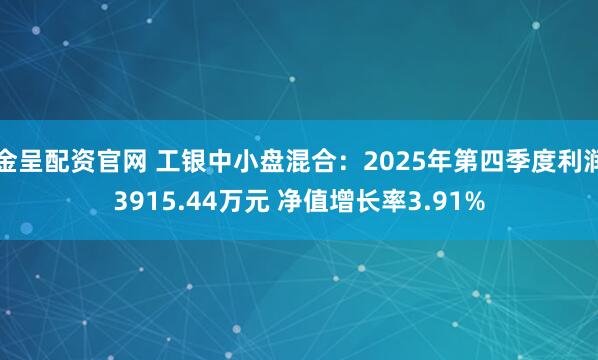 金呈配资官网 工银中小盘混合：2025年第四季度利润3915.44万元 净值增长率3.91%