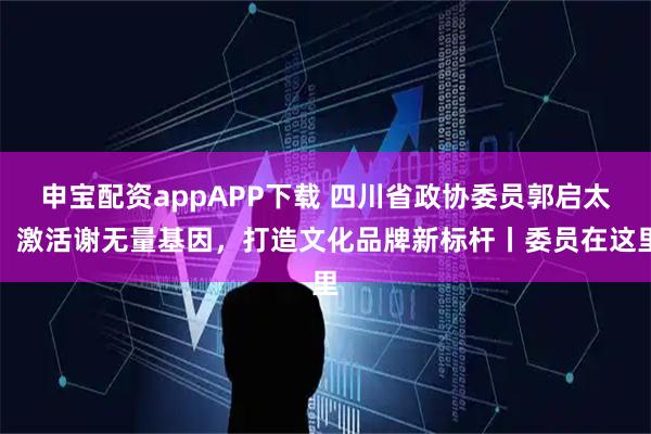申宝配资appAPP下载 四川省政协委员郭启太：激活谢无量基因，打造文化品牌新标杆丨委员在这里