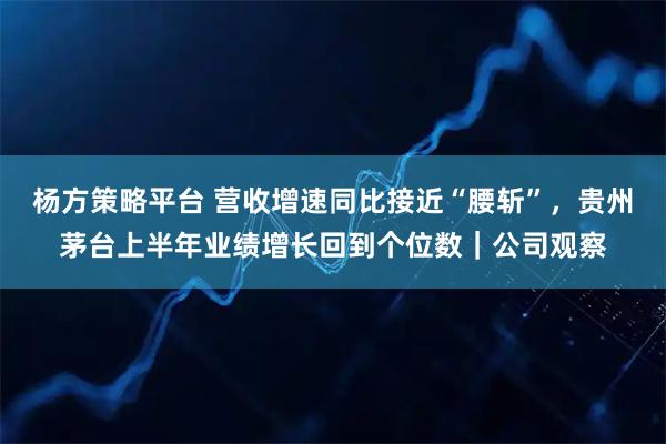 杨方策略平台 营收增速同比接近“腰斩”，贵州茅台上半年业绩增长回到个位数｜公司观察